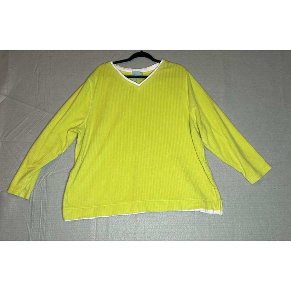Liz and Me‎ Catherines Chenille Lime Green Pullover Sweater Plus Size 2X 22/24W